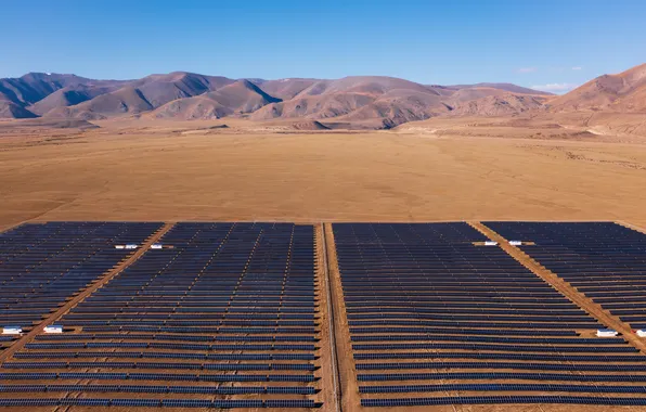 Desert, electro, view, sun, station, valley, aerial, electricity