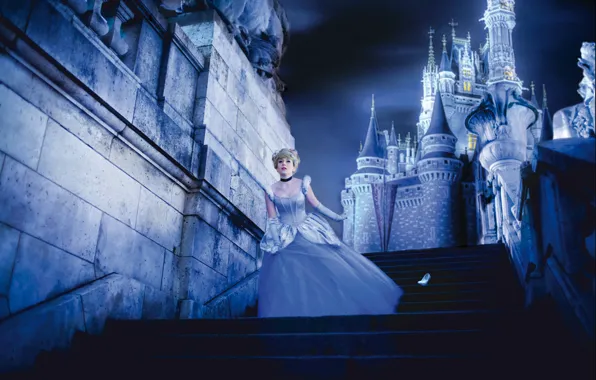 Девушка, ночь, замок, косплей, Cinderella, NikitaCosplay