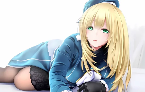 Girl, green eyes, long hair, dress, anime, beautiful, pretty, attractive