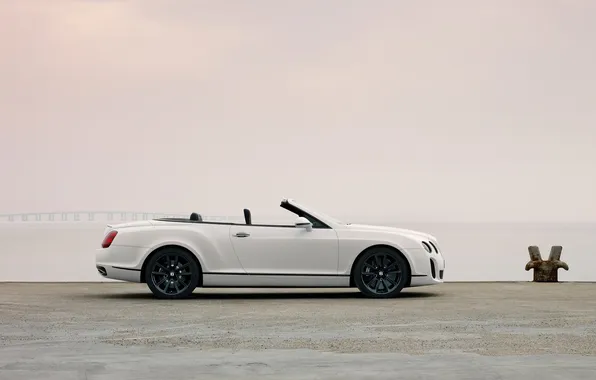 Авто, Bentley, Continental, Белый, Кабриолет, Вид сбоку