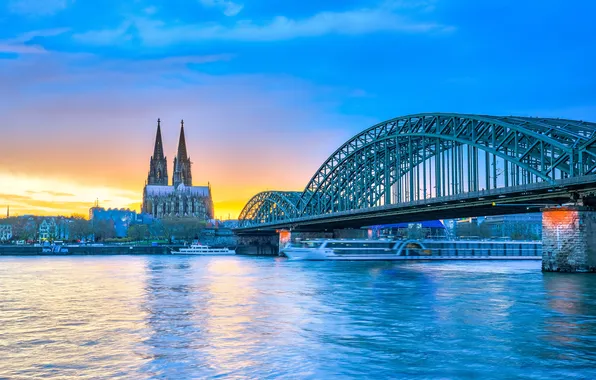 Картинка cathedral, river, skyline, bridge, germany, travel, landmark, dom