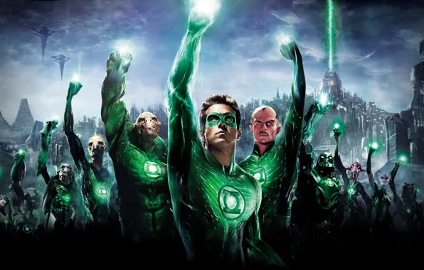 Фантастика, кино, супергерой, зелёный фонарь, green lantern, ryan reynolds