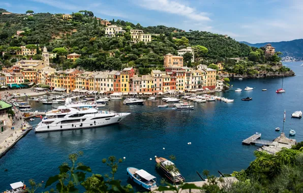 Italy, Италия, Portofino, Портофино, дома, порт, яхты, катера