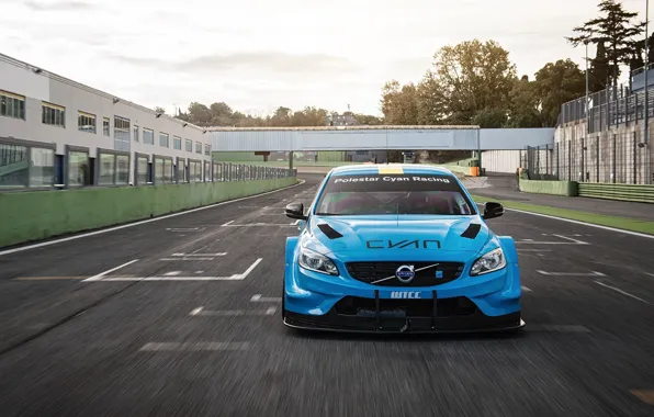 Картинка Volvo, Трасса, Передок, S60, WTCC, Polestar, Cyan