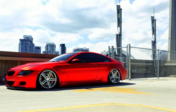 Картинка BMW, red, wheels, vossen