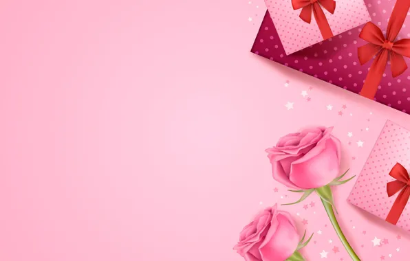 Картинка любовь, цветы, романтика, розы, подарки, love, happy, pink