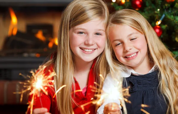 Картинка свет, дети, lights, ребенок, new year, happy, Merry Christmas, бенгальские огни