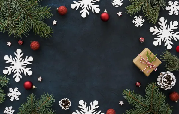 Картинка украшения, снежинки, шары, Рождество, Новый год, christmas, balls, wood