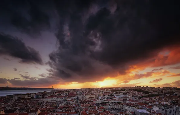 Картинка Sunset, Portugal, Lisbon, Cityscape