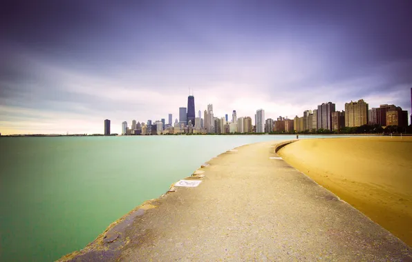 Картинка пейзаж, небоскребы, Чикаго, USA, Chicago, мегаполис, illinois, мичиган