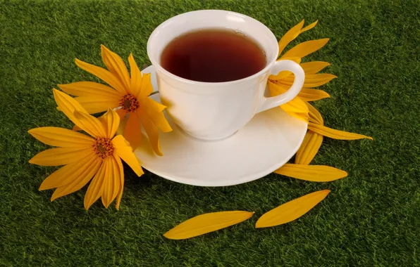 Чай, чашка, цветки