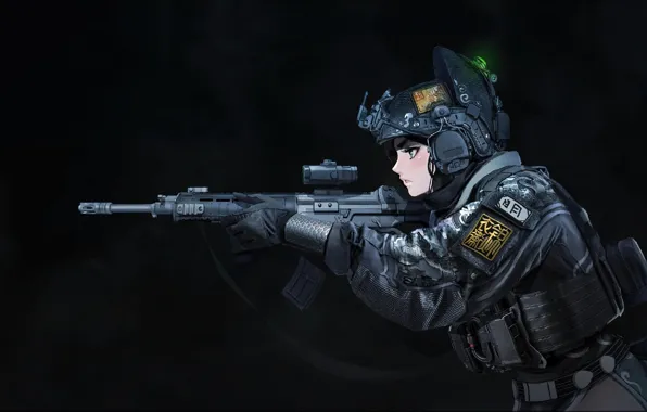 Girl, weapon, oops, wallpaper 1920x1080