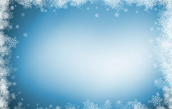 Снежинки, фон, christmas, blue, winter, background, snowflakes, frame