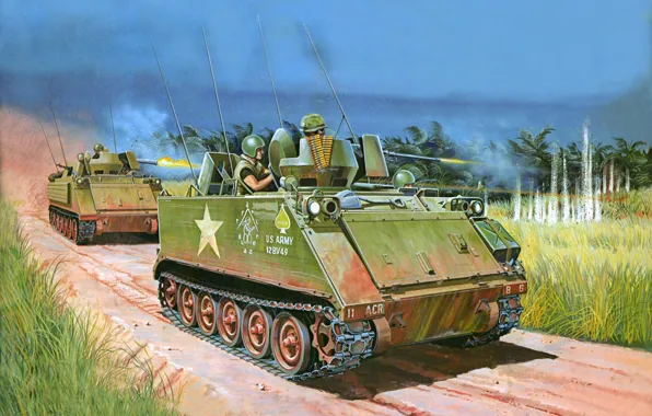 Картинка арт, США, БТР, бронетранспортер, M-113, 1960-х., Вьетнам., Carrier