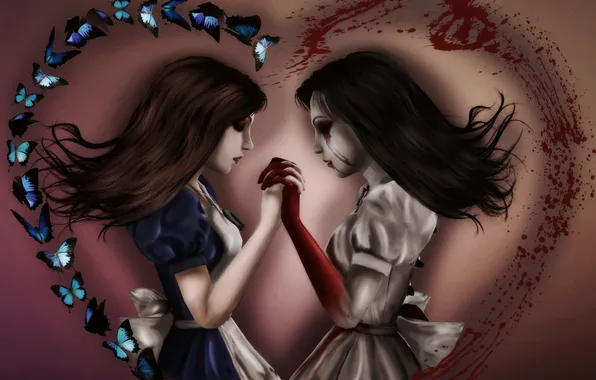 Девушка, кровь, платье, арт, alice, Alice: Madness Returns