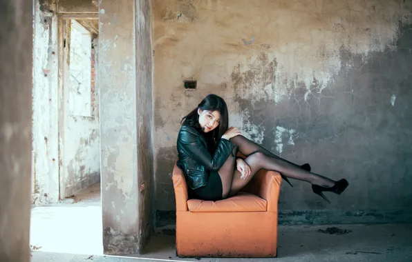 Девушка, поза, азиатка