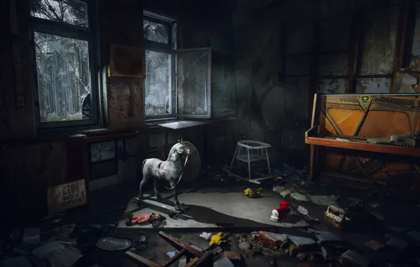 Игра, игрушки, окна, game, Чернобыль, пианино, Chernobylite, Чернобылит