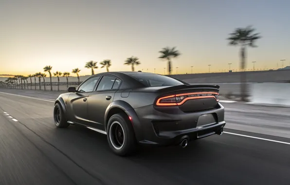 Закат, скорость, вечер, Dodge, Charger, AWD, 2019, SpeedKore