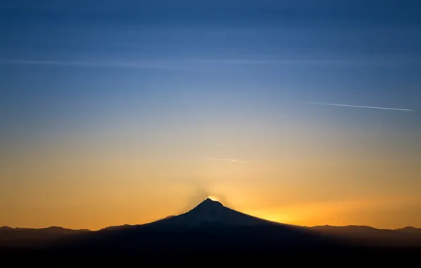 Картинка пейзаж, гора, силуэт, Oregon, Portland, Rocky Butte