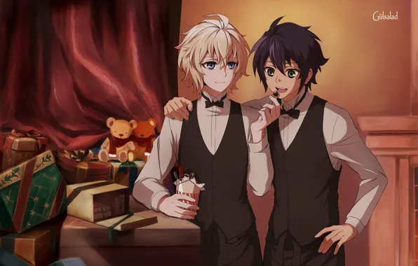 Аниме, арт, парни, Мика, Игрушки, Микаэла, Owari no Seraph, Последний серафим