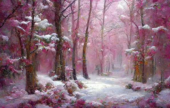 Forest, art, winter, winter forest