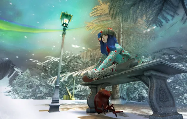 Девушка, рендеринг, фон