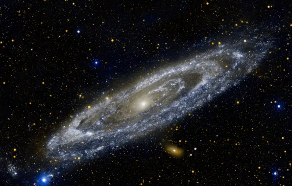Картинка звезды, галактика, молодые, ультрафиолет, Андромеда, звездообразование, М31, GALEX