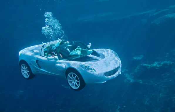 Машина, водолаз, под водой