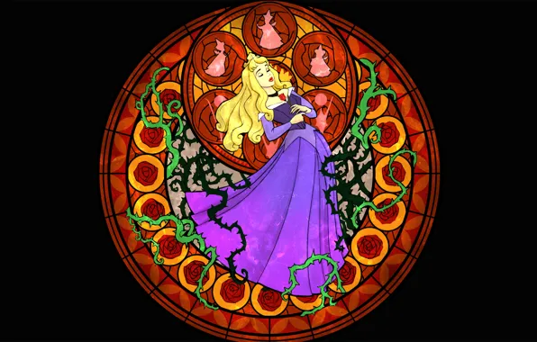 Сказка, витраж, Аврора, Disney, принцесса, Спящая красавица, Sleeping Beauty