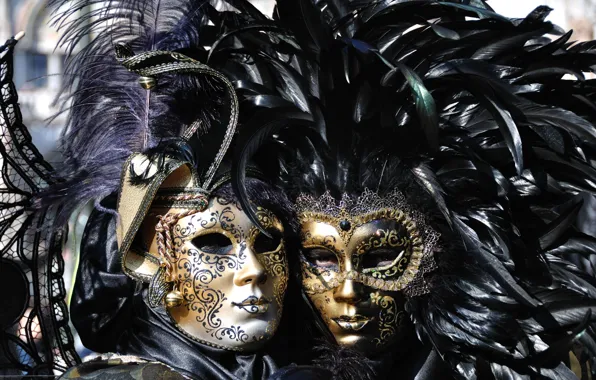 Картинка feathers, mask, carnival of venice