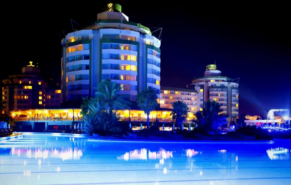Картинка ночь, Турция, night, Turkey, Antalya, Анталия