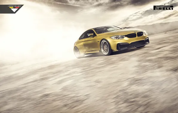 Картинка BMW, Car, Vorsteiner, Yellow, Pirelli, Wheels, 2015, GTRS4