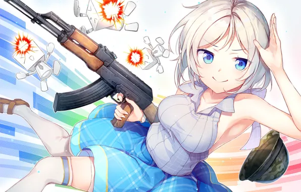 Оружие, автомат, девочка