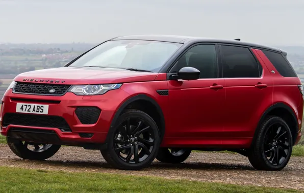 Машина, трава, красный, земля, фары, внедорожник, red, Land Rover