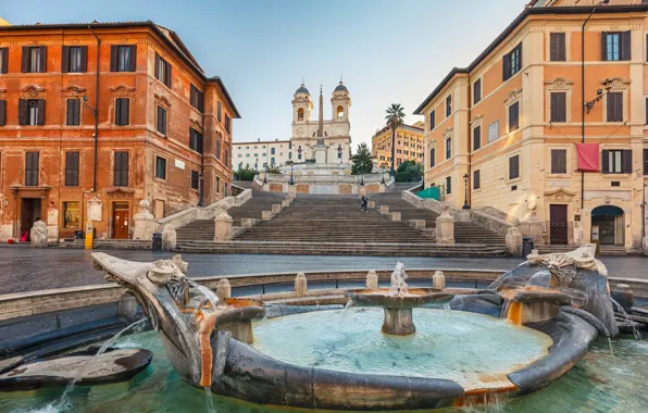 Картинка город, здание, Рим, фонтан