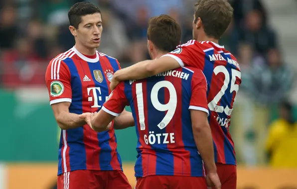 Футбол, Bayern, Lewandowski, Muller, Bundesliga, Gotze