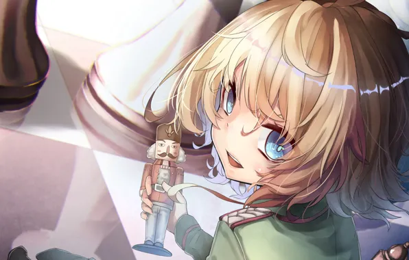 Girl, toy, soldier, military, war, anime, blonde, asian