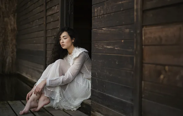 Девушка, поза, фон