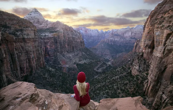 Картинка Zion National Park, sunset, Utah