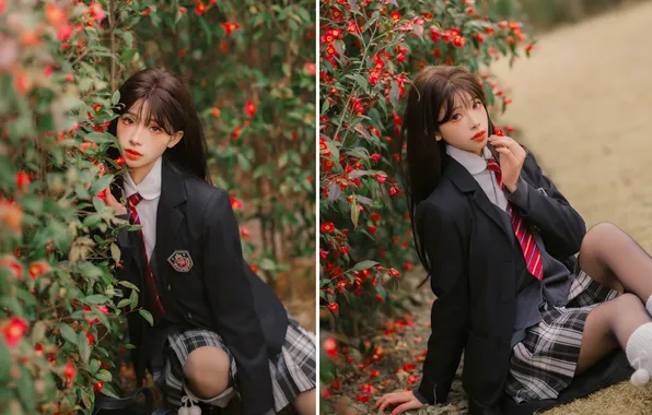 Petite, Close Shot, Camellia, Twilage, Uniform, Close Up, Woman, Cute