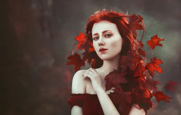 Осень, девушка, стиль, портрет, косплей, осенние листья, Eva Wald