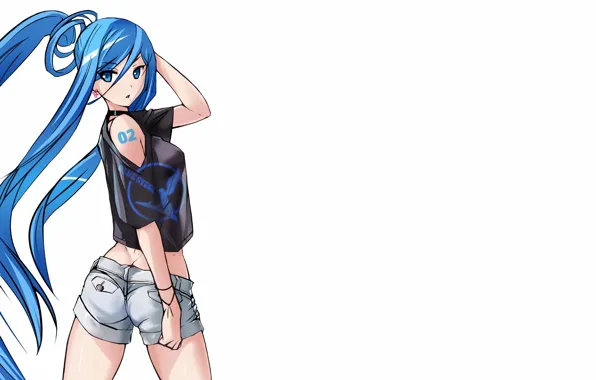 Girl, sexy, ass, shorts, blouse, long hair, boobs, anime