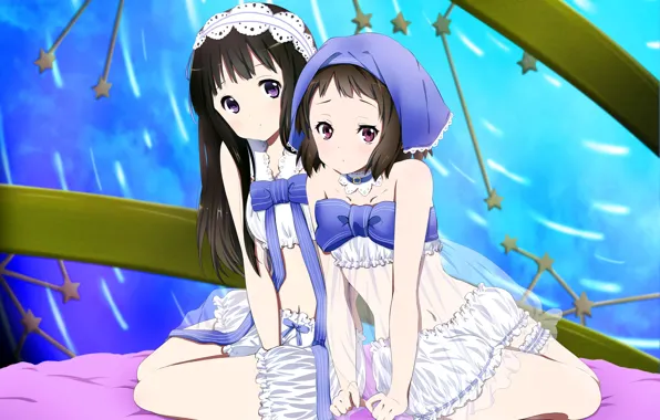 Sexy, shorts, blouse, long hair, girls, anime, beautiful, short hair