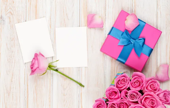 Картинка розы, love, wood, pink, romantic, sweet, gift, petals