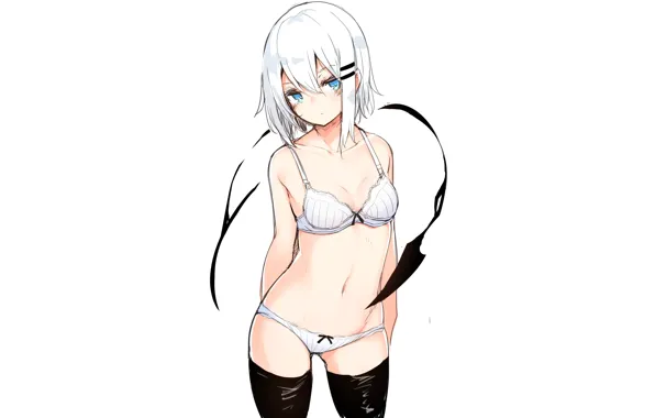 Картинка girl, sexy, lingerie, bra, cleavage, panties, thighhighs, boobs