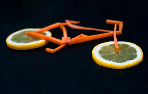 Lemon, bike, carrot