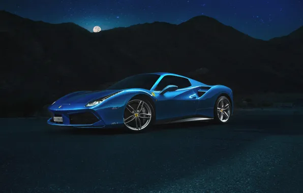 Ferrari, Blue, Front, Spider, Supercar, 488