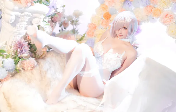 Lingerie, Asian, bodysuit, anime, stockings, model, women, cosplay