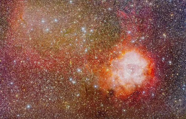 Картинка космос, Туманность, Розетка, Единорог, NGC 2237, в созвездии, Rosette