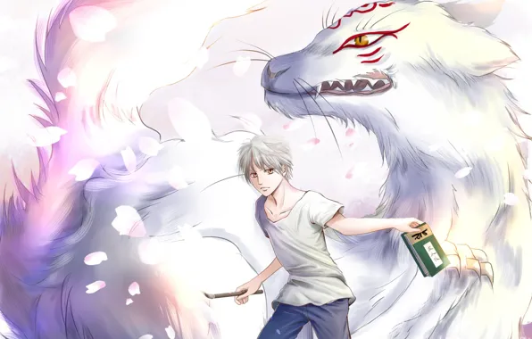Аниме, арт, парень, персонажи, natsume yuujinchou, Няко-сенсей, Тетрадь дружбы Натсуме